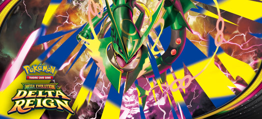 Pokémon TCG Mega Evolution Delta Reign key art featuring Mega Rayquaza