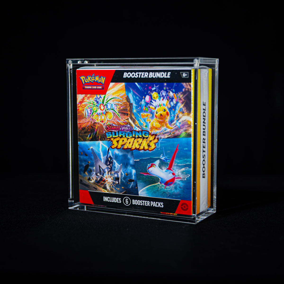 Pokémon trading card game booster bundle ACRYLIX BOX on a black background