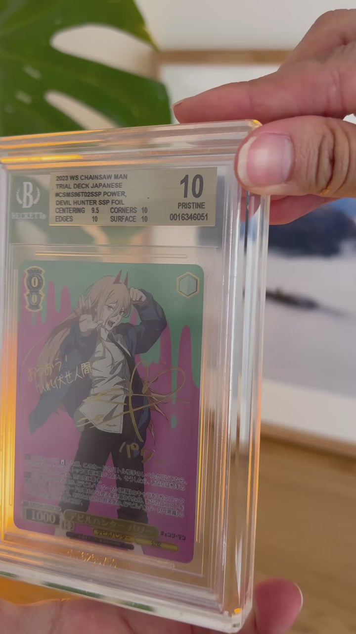BGS graded card acrylic case holding a BGS 10 graded card, front and back – ACRYLIX